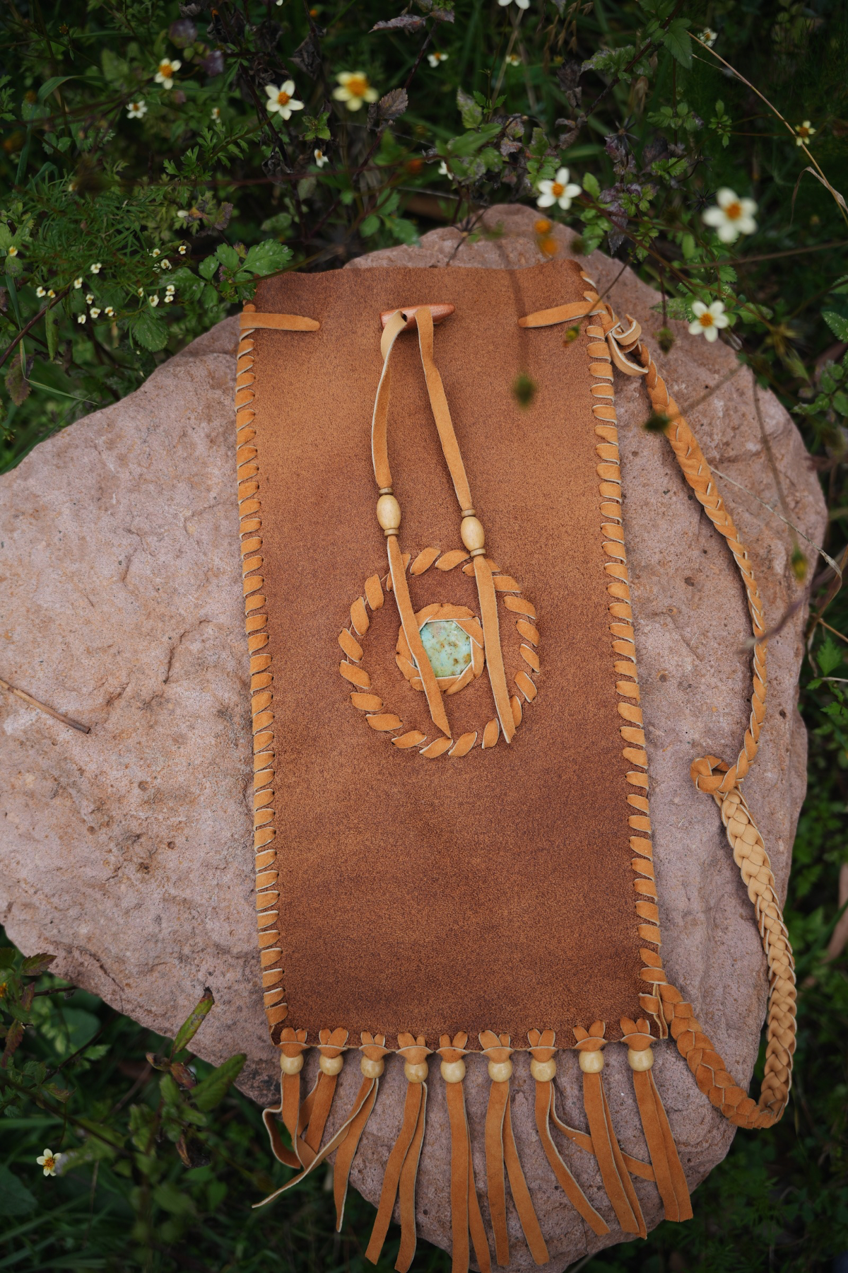 Pipe Bag - Leather Bag with Turquoise stone