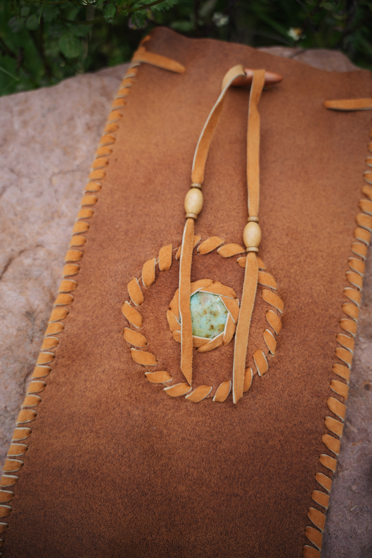 Pipe Bag - Leather Bag with Turquoise stone