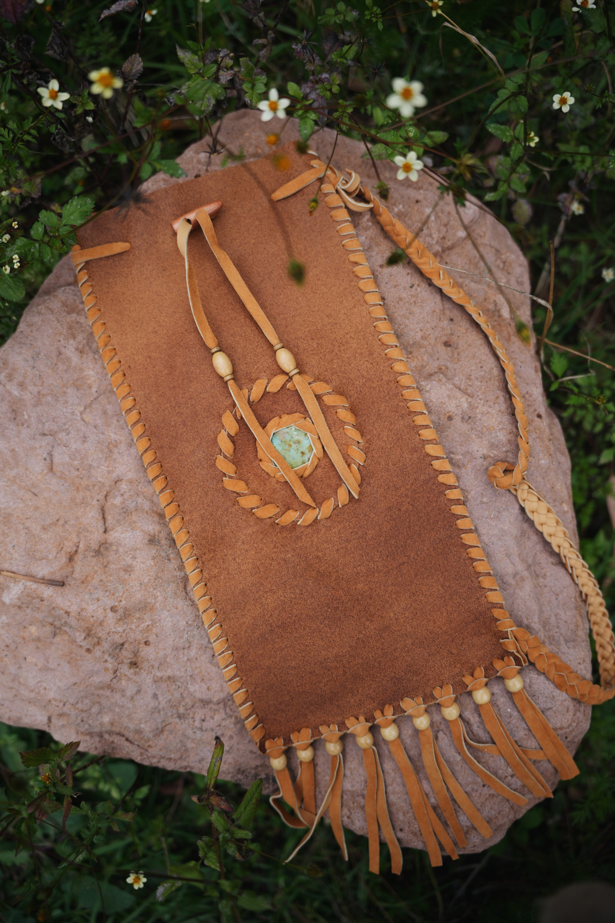 Pipe Bag - Leather Bag with Turquoise stone