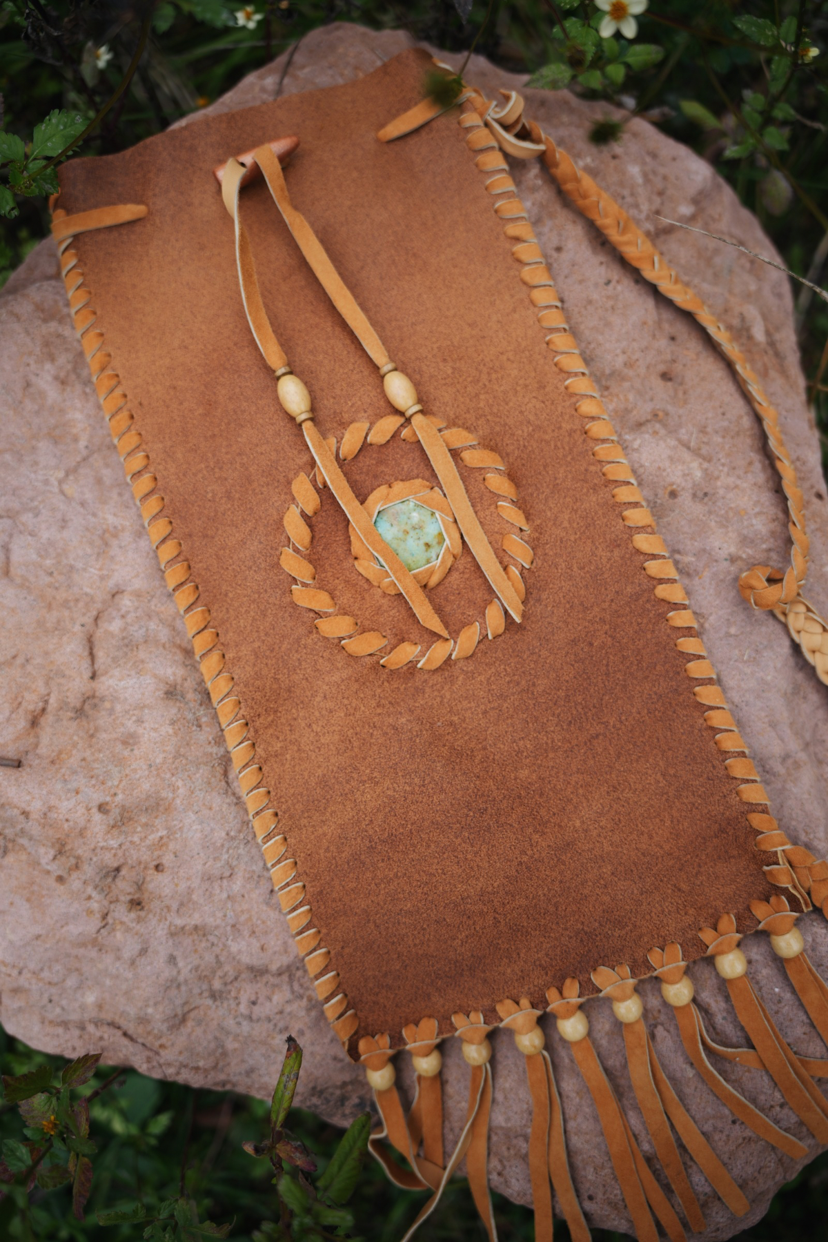 Pipe Bag - Leather Bag with Turquoise stone