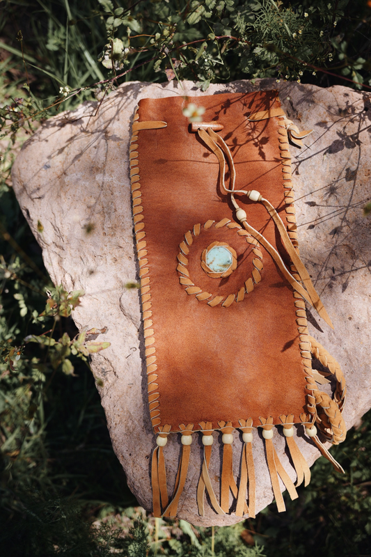 Pipe Bag - Leather Bag with Turquoise stone