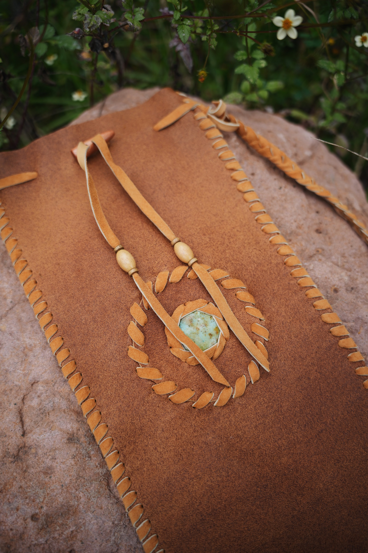 Pipe Bag - Leather Bag with Turquoise stone